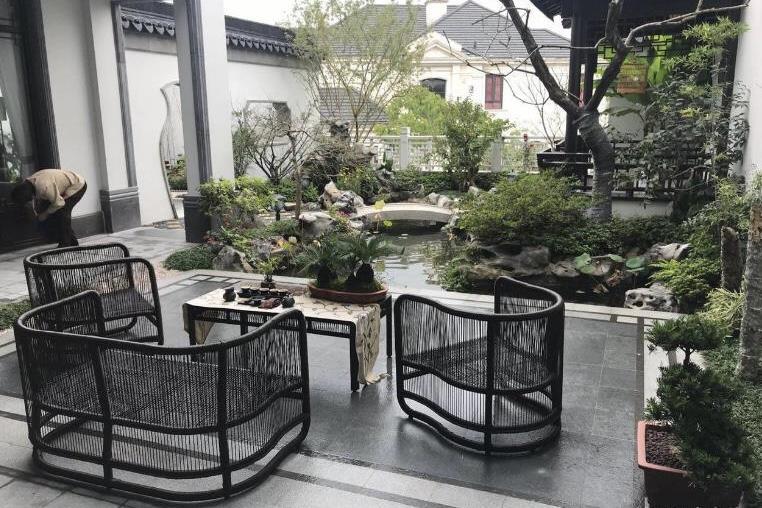 新中式庭院藤编沙发YT-1195 应用效果展示
