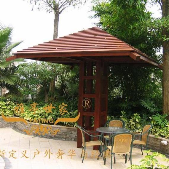 单柱防腐木伞亭
