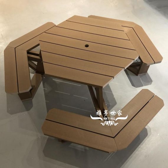塑木六角连体桌椅 塑木六角连体桌椅 图 4
